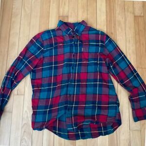 Chaps Performance Plaid Button Down Shirt Long Sleeve Men's Large Red Green Blue